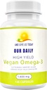Naše denné Vites Vegan Omega-3 doplnok - Morské riasy Zdroj pre DHA & EPA mastné kyseliny - Rastlinný rybí olej Alternatíva - Carragenan Free Softgels for Eye Health & Optimal Wellness