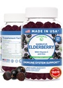 Lunakai USA Made Black Sambucus Elderberry Gummy pre dospelých a deti s vitamínom C a zinkom - Imunitná podpora, Antioxidanty, Non-GMO, 60 Gummies