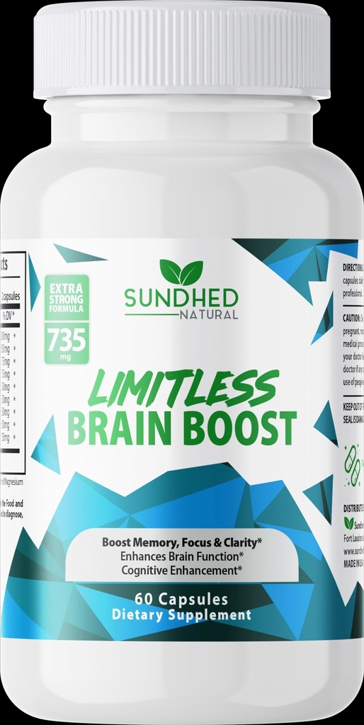 Limitless Brain Boost (60 caps) - Pamäť, Zameranie, Duševná jasnosť - Nootropics Scientific Formule for Enhance Performance, Super Ginkgo Biloba, St John Wort Extract, DMAE