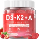 Vitamín D3 10000iu + K2 MK7 + Gumičky s horčíkovým zinkom vápenatým pre ženy a mužov, vysoká potencia ADK vitamín doplnok podporuje zdravý imunitný systém, funkcia kostí a zraku, bez cukru 120 Cts