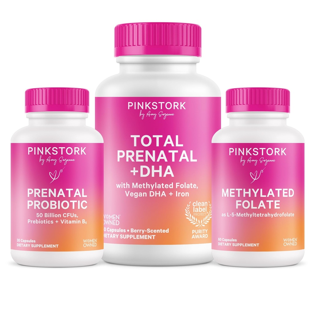 Pink Stork Total Prenatal, Probiotic & Metylfolate 