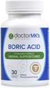 Natural Boric Acid Suppository (600mg) pre zdravé Feminine pH Podpora. 30 Vaginálne kapsule