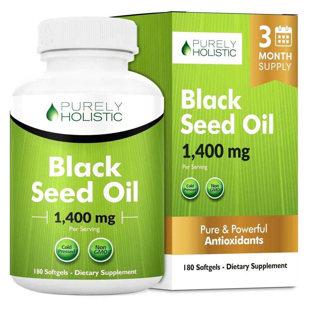 Black Seed Oil Kapsule 1400mg, 180 Softgels, 3 Mesiac Zásoba - Cold Pressed Nigella Sativa, Bohaté na Omega 6, 9 & TQ, Black Cumin Seed Oil, Immune Support, kĺby a zažívanie