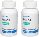 MAJOR Fish Oil 500mg Softgels - Omega-3 Fish Oil Supplement - Dietary Supplement - 130 Count (2 balenia)