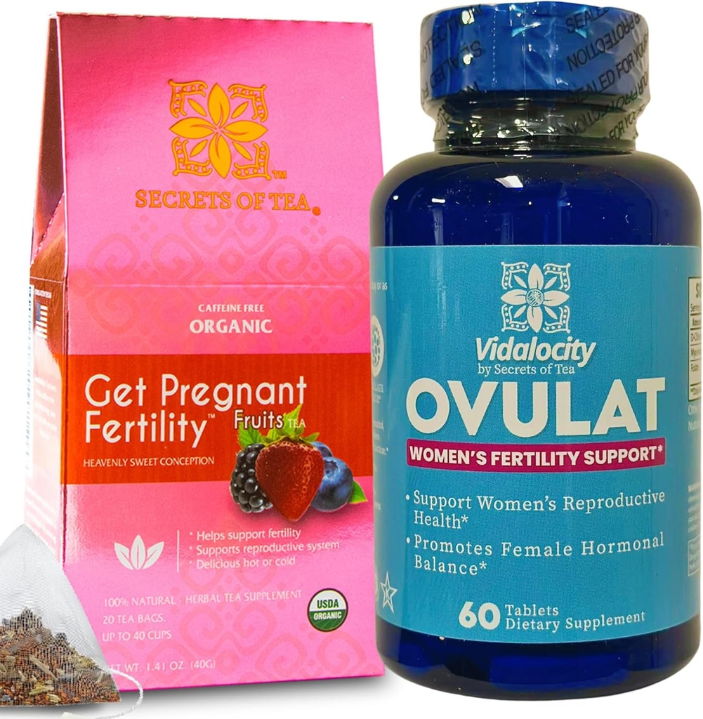 Tajomstvá čajovej plodnosti Bundle - plodnosť čaj a plodnosť doplnky pre ženy, prenatálne vitamíny s Inositol, Vitex a folát pomôcť podporiť hormón rovnováhu pre ženy