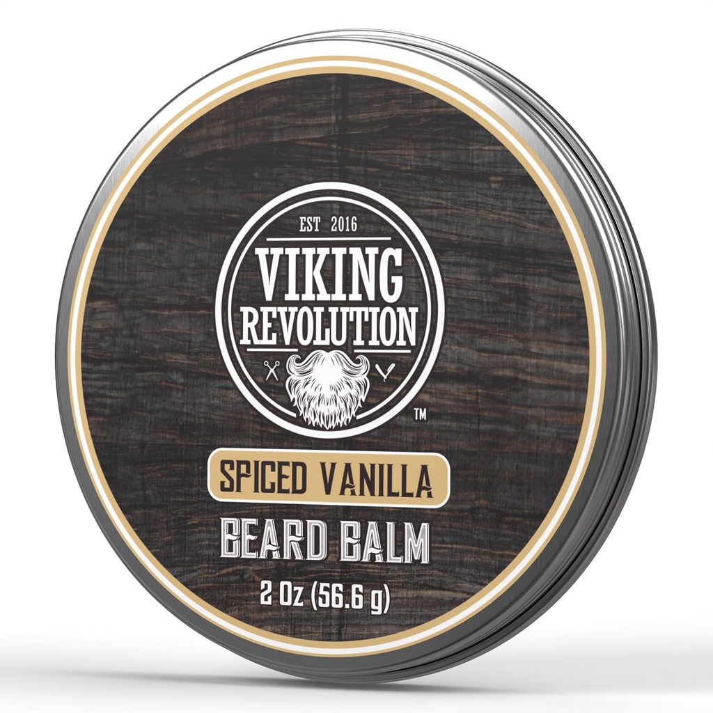 Viking Revolúcia pikantné Vanilla medvedí balzam - Brada maslo s arganovým olejom, bradový zmäkčovač pre mužov s jojobovým olejom - bradový zvlhčovač pre mužov s včelím voskom - bradový vosk pre mužov (2oz, 1 balenie)