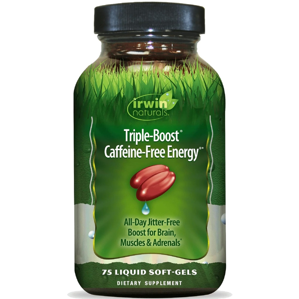 Irwin Naturals Triple-Boost Caffeine-Free Energy - Trvanie, Jitter-Free Focus - Mozog zvyšuje Noottropic - 75 Liquid Softgels