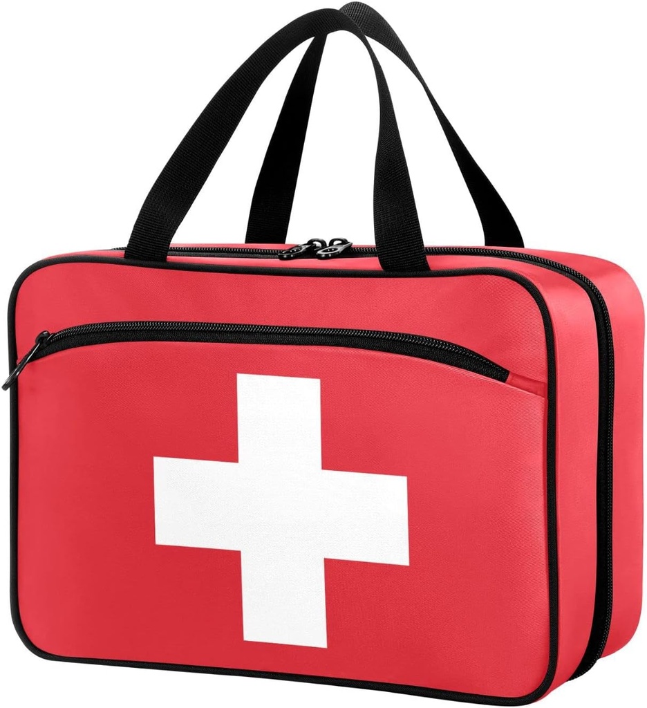 Naanle pilulka Organizátor taška Cestovné pilulky fľaša medicína Organizátor Domov Storage Mediciation Bag for Vitamín Supplements, White Cross prázdne červená prvá pomoc taška pre autokemping, 1.0 Počet