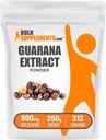 BulkSupplements.com Guarana Extract Powder - Natural Caffeine Supplement, from Guarana Seed, Guarana Powder - Gluten Free, 800mg per Serving, 250g (8,8 oz) (Pack of 1)
