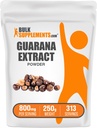 BulkSupplements.com Guarana Extract Powder - Natural Caffeine Supplement, from Guarana Seed, Guarana Powder - Gluten Free, 800mg per Serving, 250g (8,8 oz) (Pack of 1)