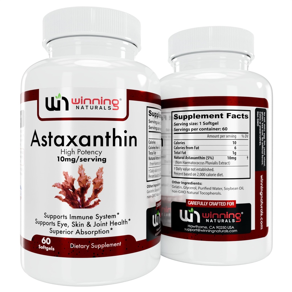 Astaxantín 10 mg Softgels, 60 grófov (pack of 1)