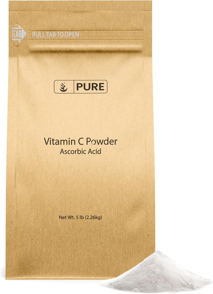 PURE ORIGINÁL SUROVINY Vitamín C prášok (5 lb) Kyselina askorbová, non GMO, Dietary Supplement