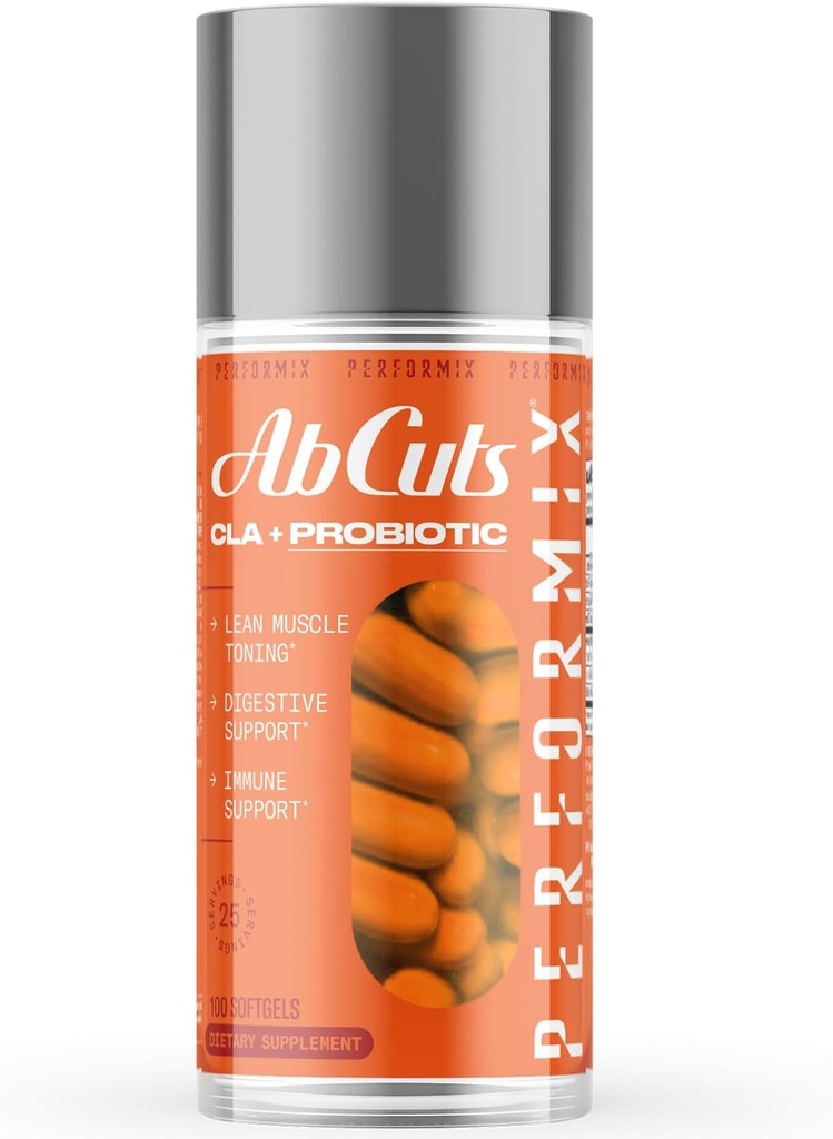 PERFORMIX - AbCuts CLA + Probiotiká - Fitness ciele - Podporuje Lean Muscle Rast a zdravie Gut - Energia a vytrvalosť - Tráviace zdravie Wellness - Ženy a muži - 100 mäkké gély