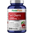 NusaPure Organic Tart Cherry 20:1 Extract, 1000 mg Equivalent to 20 000 mg 200 Veggie Caps (Vegan, Non-GMO) Bioperine