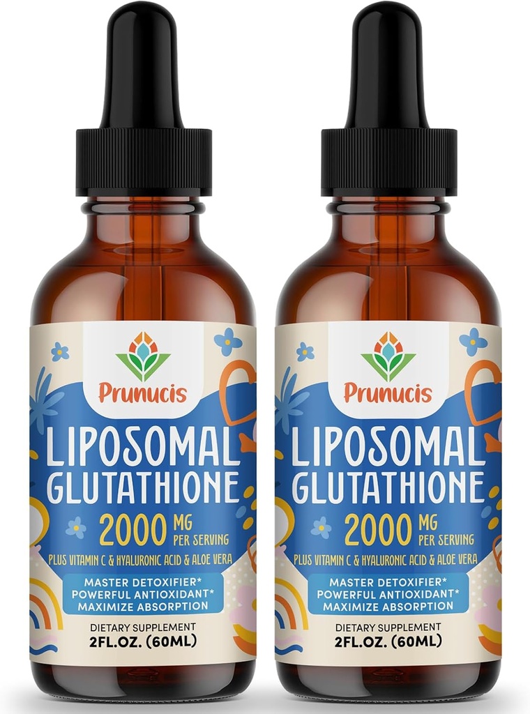 2000MG Lipozomálne Glutatión Tekutina, 98% Absorpcia, Aktívna forma L-Glutatione Supplement, Vegan Friendly, Výkonný Antioxidant komplex pre imunitný systém, Starnutie obrany, Detox, 4 FL.OZ