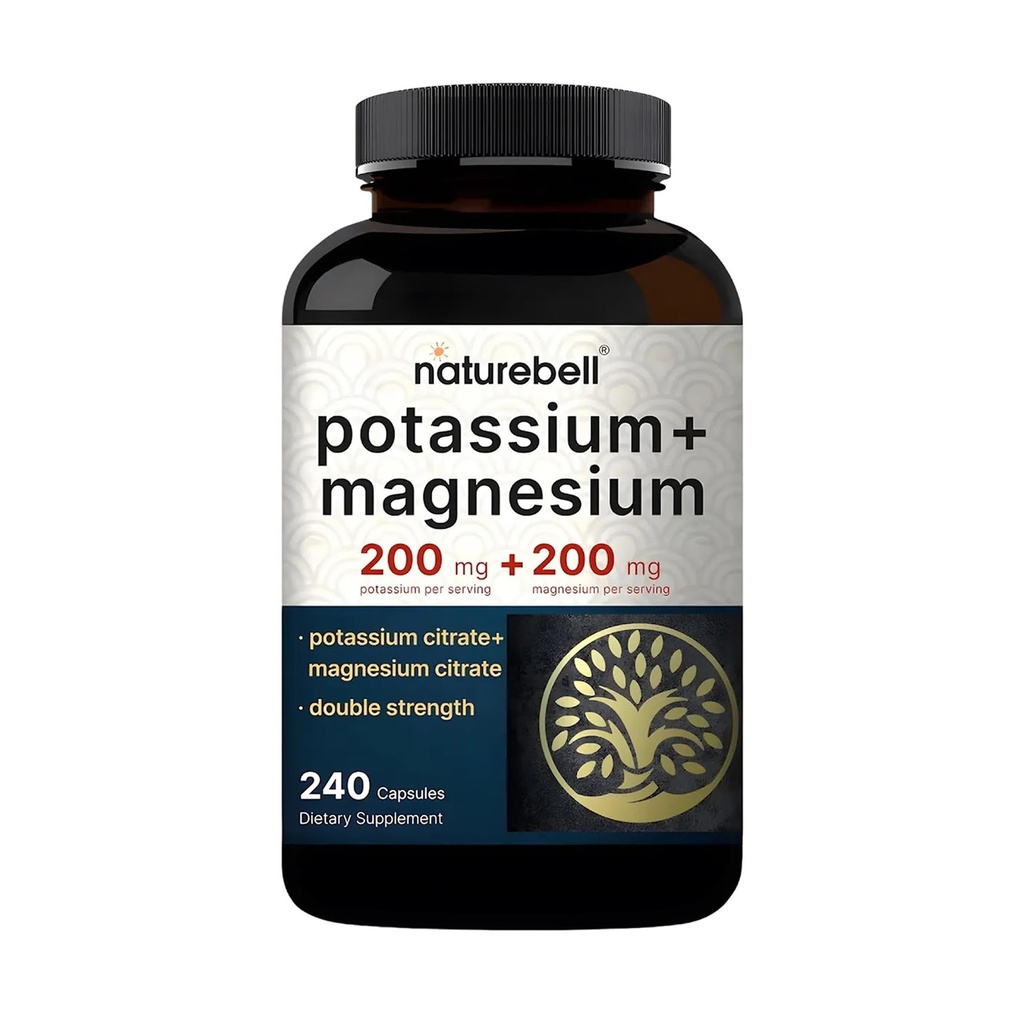 Naturebell Kálium Magnézium Electrolyte prášok Kapsule 200mg Draslík + 200mg horčík Dusičnan 