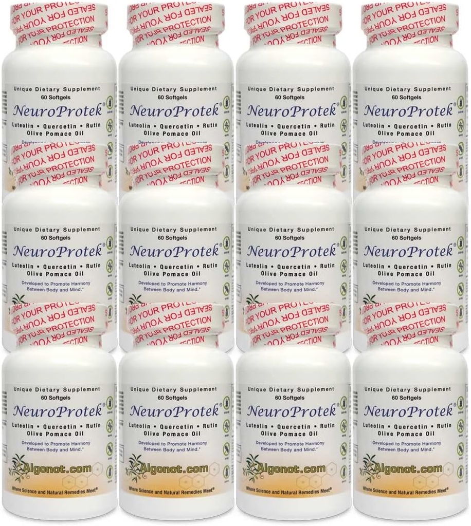 Algonot NeuroProtek 12 Balenie: Jediné lipozomálne luteolínové výrobky s použitím olivového oleja Pomace. Kombinácia luteolín, Quercetin a Rutin v oleji Olive Pomace (Červená cena)