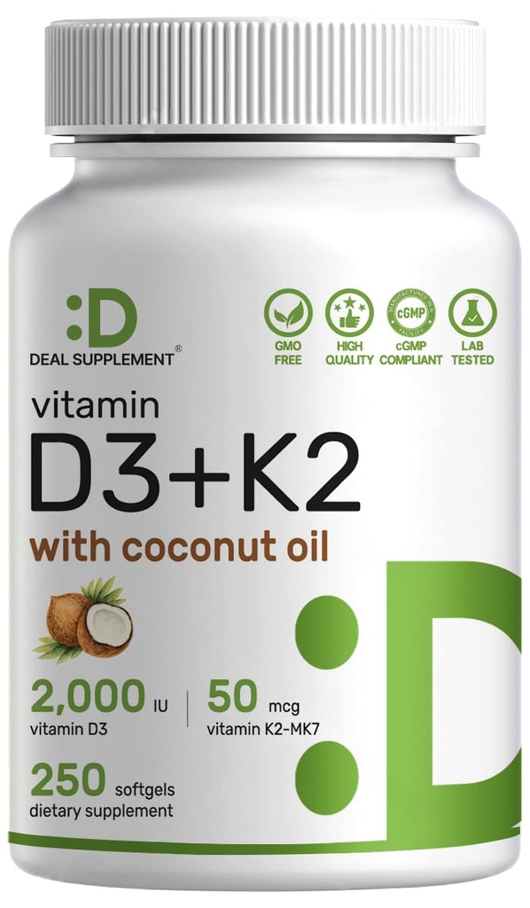 DEAL DOPLŇUJÚCE vitamín D3 2 000 IU + K2 MK7 50mcg Softgels 