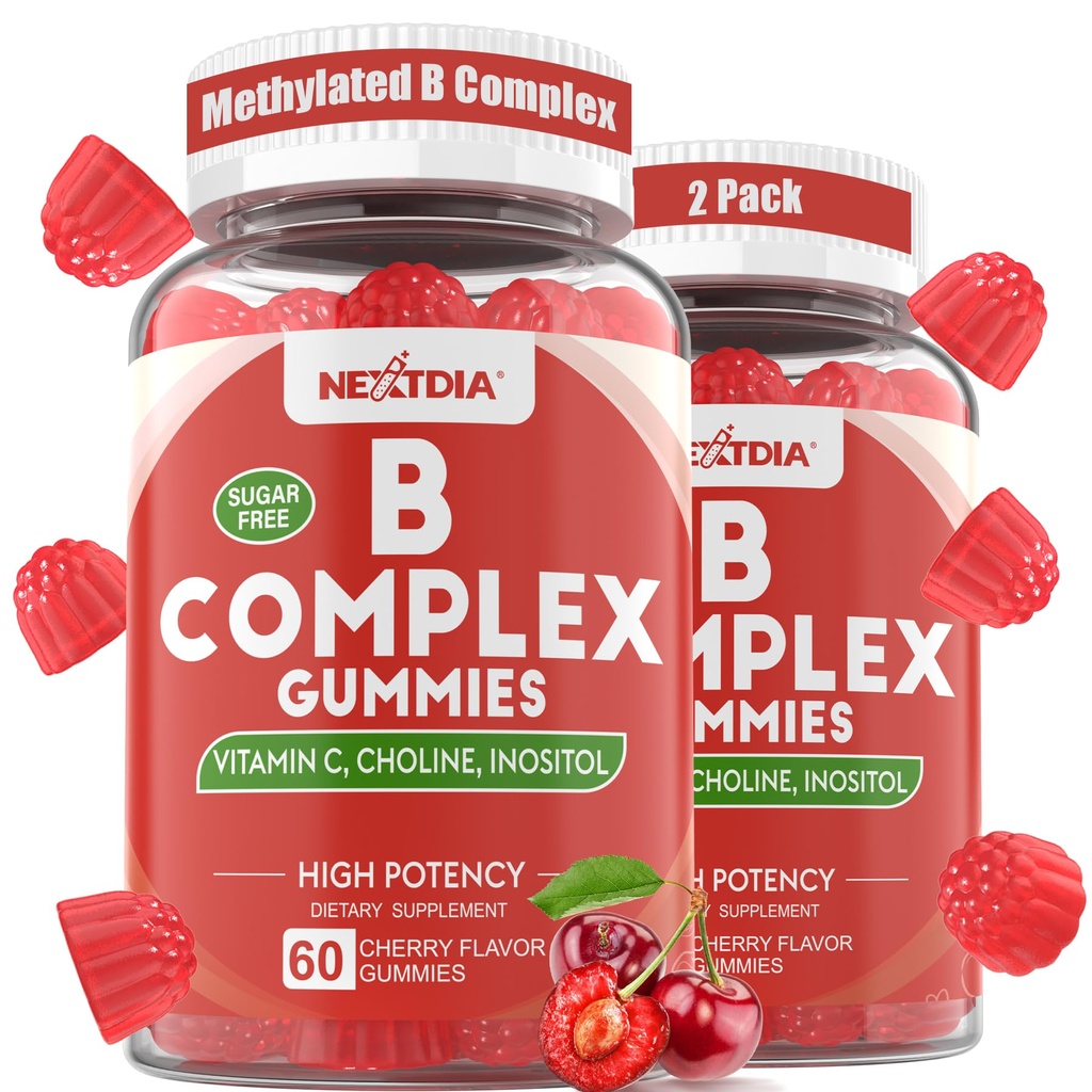 Vitamín B komplex Gummies, Vegánske vitamín B Gummies s 2000 mcg Metyl B12, Methyl Folát 