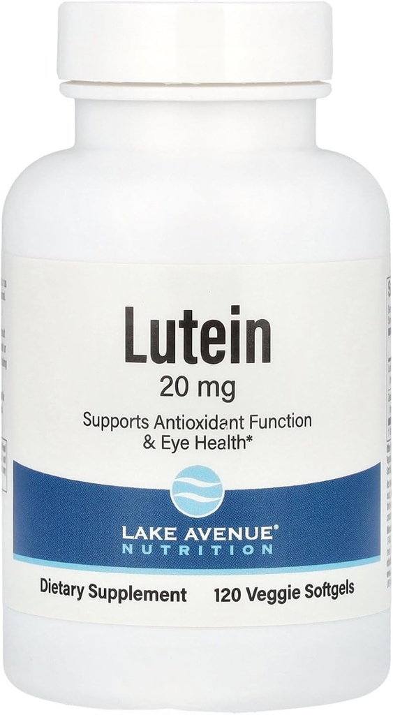 Lake Avenue Lutein - s luteinom a zeaxantínom z extraktu Marigold - podporuje antioxidačnú aktivitu a zdravie očí - Vegetarián priateľsky, non-GMO - 20 mg - 120 Veggie Softgels
