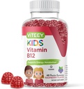 Viteey vitamín B12 pre deti Gummies, 1000mcg - Metabolizmus, Podpora prírodnej energie - Vegan, Želatína zadarmo, bez lepidla, GMO zadarmo - Chutný chutný B12 Malinová ochutená Gummy