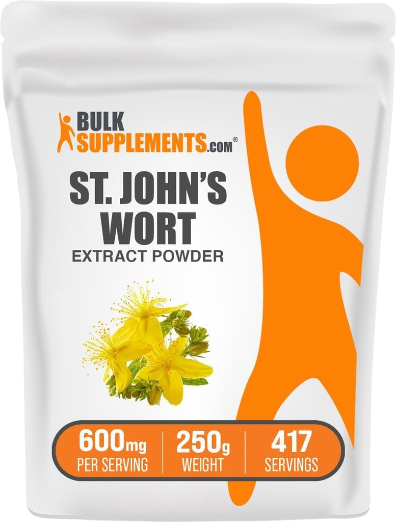 BulkSupplementments.com extrakt z ľubovníka bodkovaného - St. Johns World Supplement, bylinné doplnky pre Mood - Vegan & Gluten Free, 600mg per Serving, 250g (8,8 oz) (Pack of 1)
