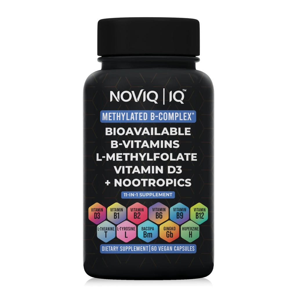 11-v-1 metylovaný B-komplexný doplnok: 680mcg L-metylfolát(5-MTHF) tiamín(B1) riboflavín(B2) pyridoxal(B6) metylkobalamín (B12) - VegD3® + nootropné látky - 1,100mg+ Služba - počet 60