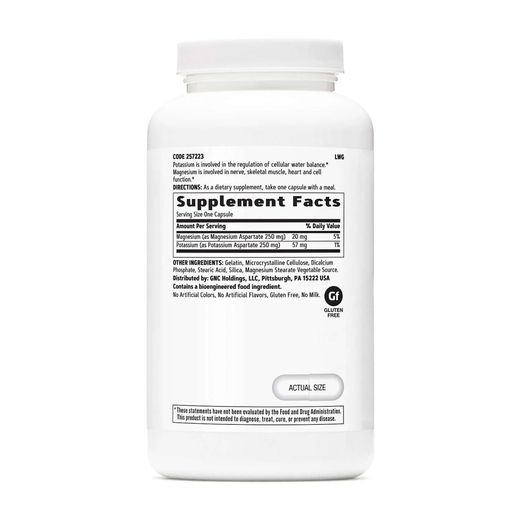 GNC draslík a horčík aspartát 250 mg doplnok, pomáha regulovať rovnováhu vody, 240 slúži