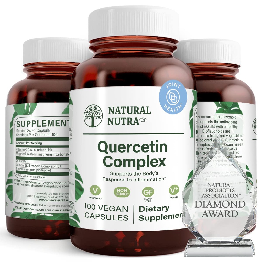 Natural Nutra Quercetin Complex s hypromelínom a vitamínom C Citrus Bioflavonoid Supplement, Support Body to Seasonal Changes & Body Redness, Propaguje zdravie pečene, 100 Vegan a Vegetariánske kapsule