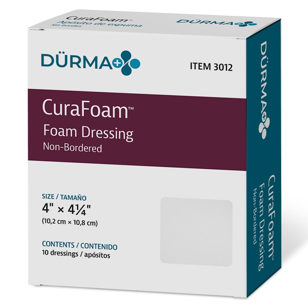 Dynarex 3012 CuraFoam Pena Dressing, non-objednané, Sterilné, Poskytuje Cussioned a Moist Wound Care, 4" x 4,25," balenie po 10