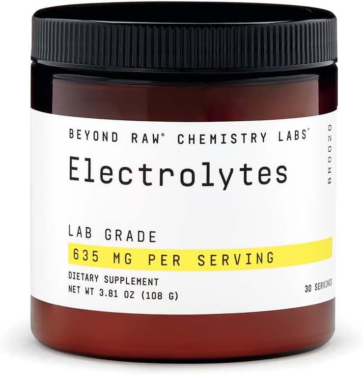 BEYOND RAW Chemistry Labs Electrolytes Powder, Labor Grade, bezlepkové, Bezcukrový Electrolyte nápoj Mix, podporuje výkon a hydratáciu, 30 Servisov