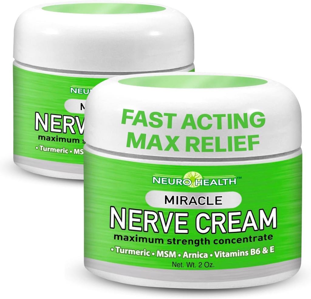 Miracle Nerve Cream - maximálna sila - Turmerica a Arnica Blend pre neuropatia Discomfort Relief - upokojujúce nohy a ruky formula s MSM, B6, E - Made in USA - 2 Pack