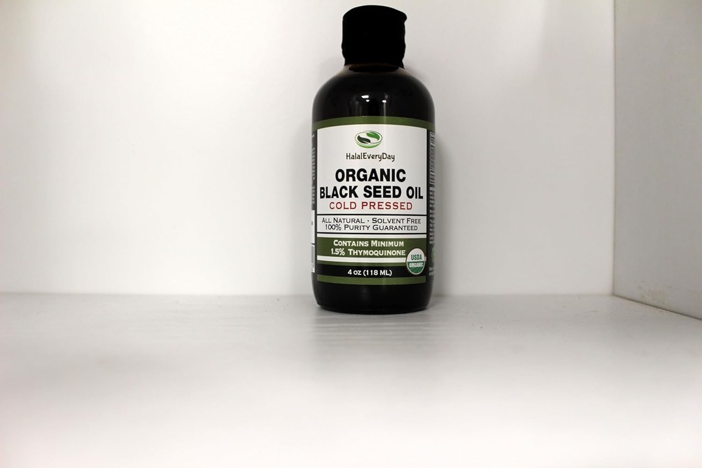 HalaEveryDay Organic Black Seed Oil - USDA Certified Cold Pressed Glass Bottle Over 1,5%