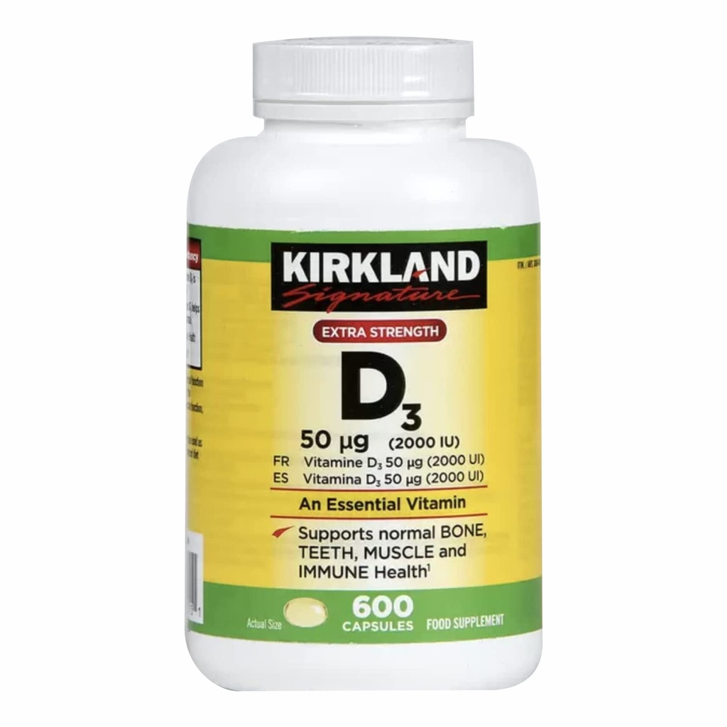 Kirkland Maximálna sila Vitamín D3 600 Softgels (Pack of 2)