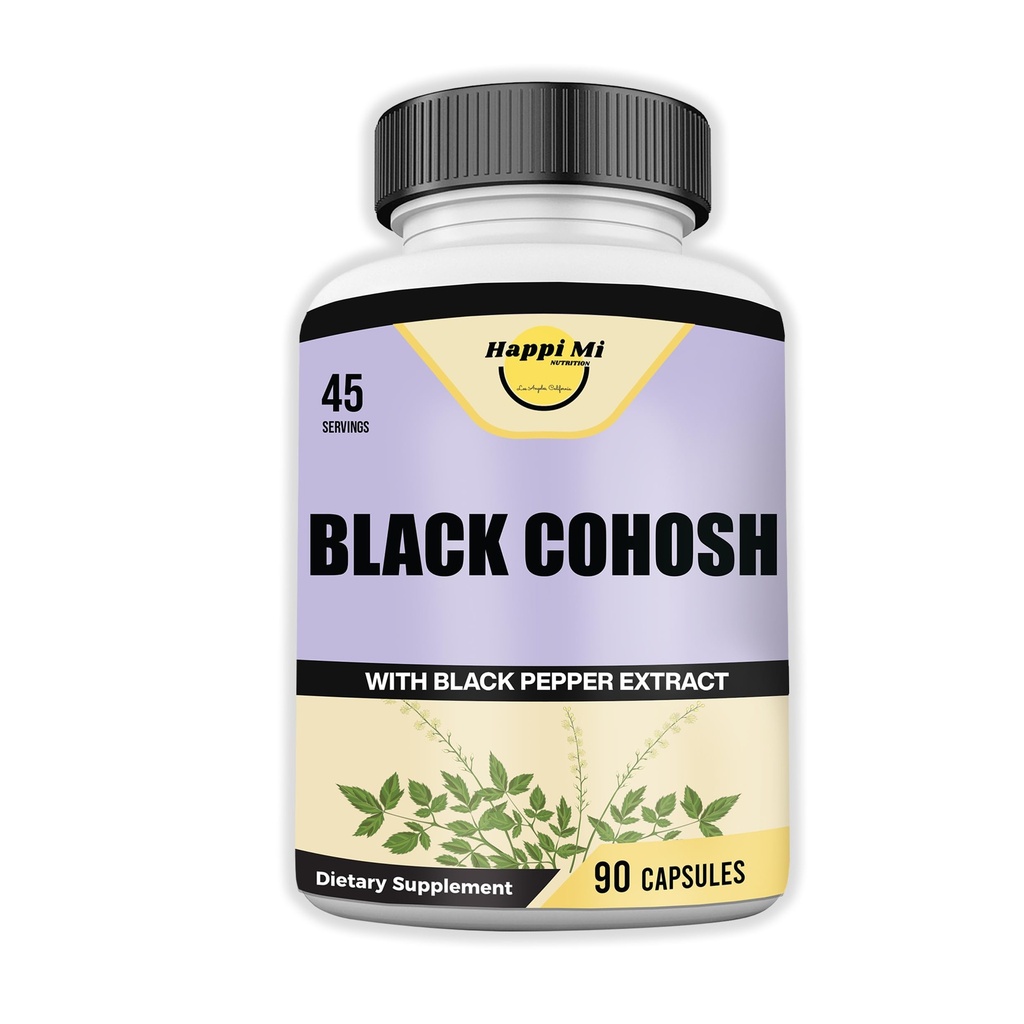 Black Cohosh Made with Organic Black Cohosh Root 1300MG per Serving, Balance Hormons, Natural Menopause & Menstrual Support, Women Health Support, 90 Vegan Capsules, 45 Servings