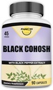 Black Cohosh Made with Organic Black Cohosh Root 1300MG per Serving, Balance Hormons, Natural Menopause & Menstrual Support, Women Health Support, 90 Vegan Capsules, 45 Servings