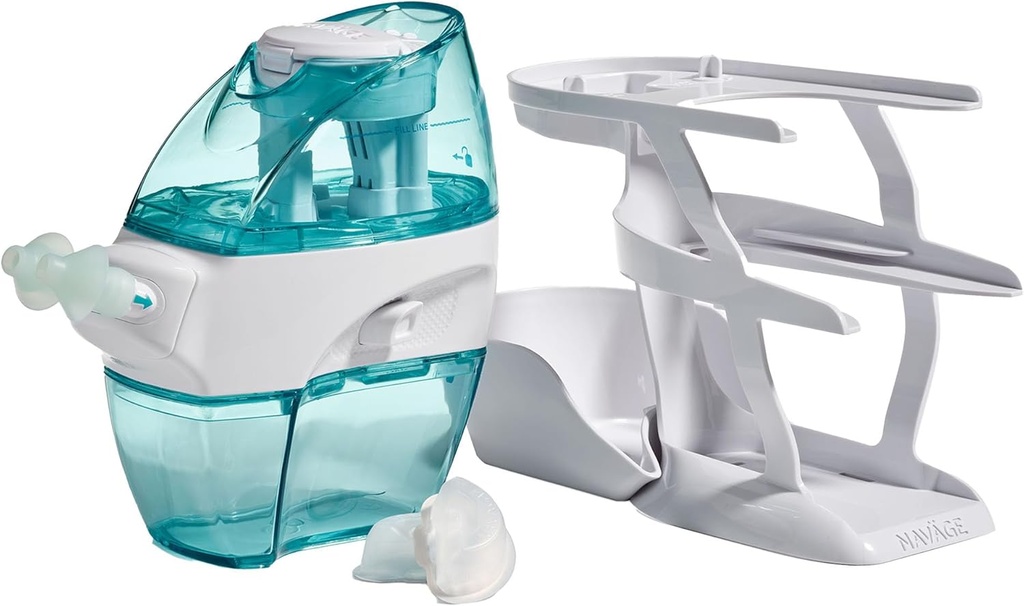 Navigácia Essentials Bundle - Nasálny systém zavlažovania - Saline Nasal Rinse Kit s 1 Navigačný Nos Čistič, 30 Soľné podušky a 1 protikaddle
