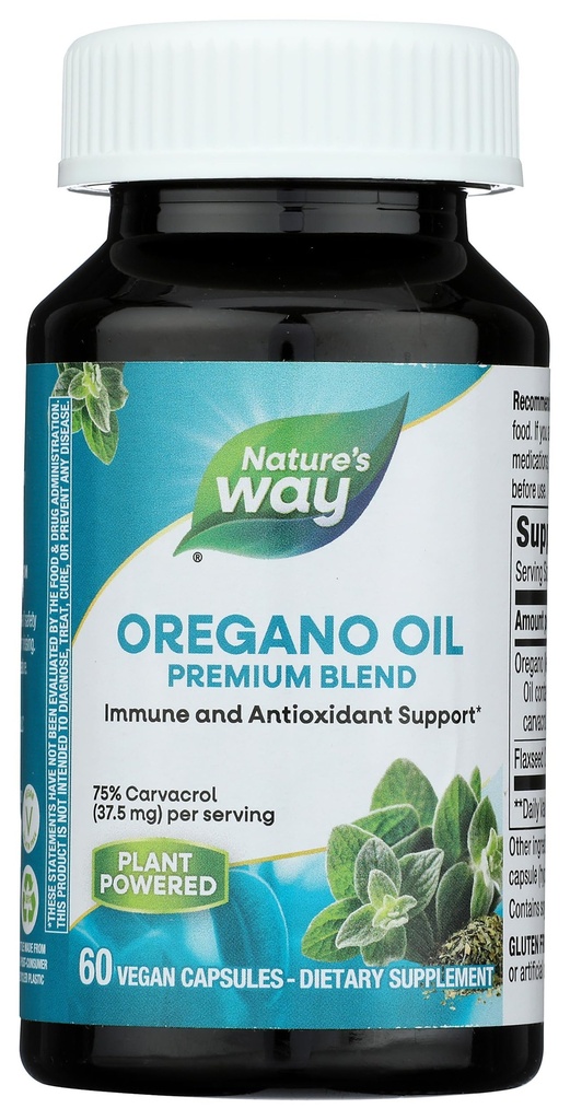 Prírodná cesta Oregano Oil, Immune and Antioxidant Suplement,* 75-85% Carvatrol per Serving, Gluten Free, 60 Vegan Kapsule