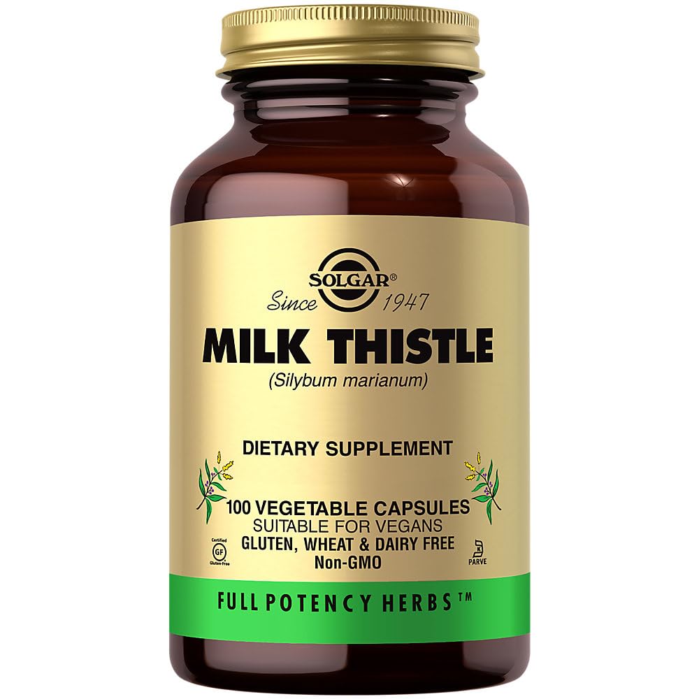 Solgar Milk Thitle - 100 Rastlinné kapsule - Plná potencie (FP) - Non-GMO, Vegan, Gluten Free, Dairy Free, Kosher - 100 Serviv