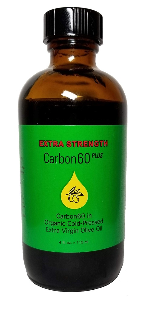Carbon60 Plus extra sila Carbon60 Olive Oil 4 Ounces (119 ML) Solvent Free Research Grade C60 Lipofullerene by carbon60plus.com