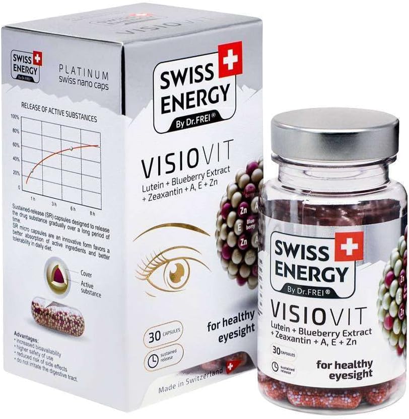 VISIOVIT Lutein + Blueberry Extract, pre Zdravé videnie, 30 trvalé kapsule Release