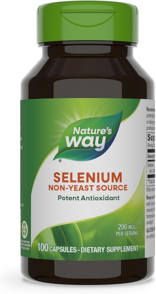 Prírodná cesta Selénium, Non-Yeast Source, Silné Antioxidant, 100 Kapsule (Backaging May Vary)