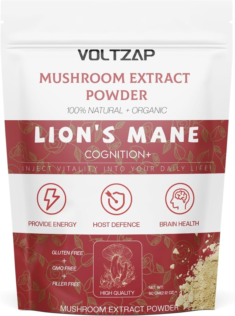 Lions Mane Powder Organic - Relaxation & Fyzical Defence - Lions Mane Supplement for Youthful Radiant Skin & Cognition - 2.12OZ(60 Servings)