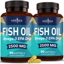 NOVÁ VEK Omega 3 Rybí olej 2500mg Supplement Non GMO - EPA, DHA Mastné kyseliny Gluten bez (180 Softgels (Pack of 2)