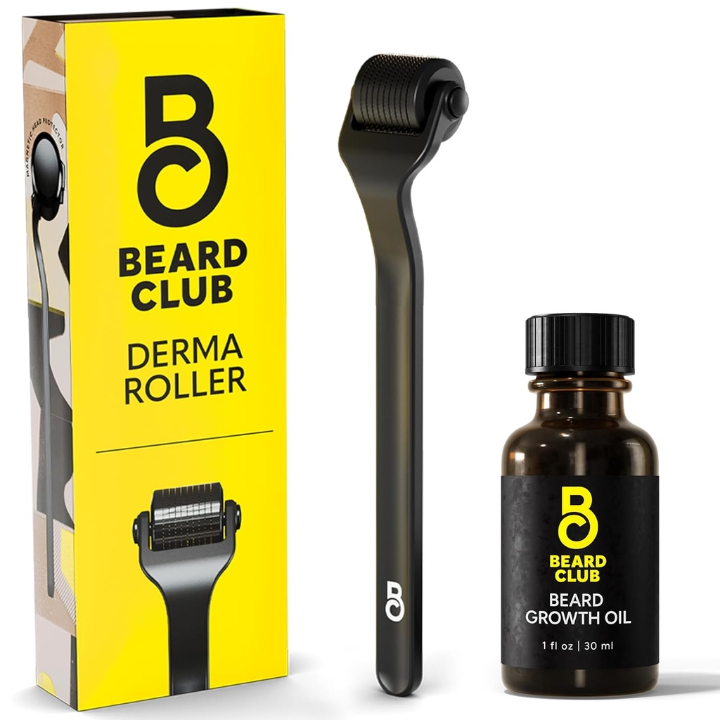 Medvedí klub Derma Valček a medvedí rastový olej - Mikroneedleling Valček s 540 Titanium Microneedles pre tvár, telo a Scalp - Bradavica Valček so santalwoodom a medvedí olej