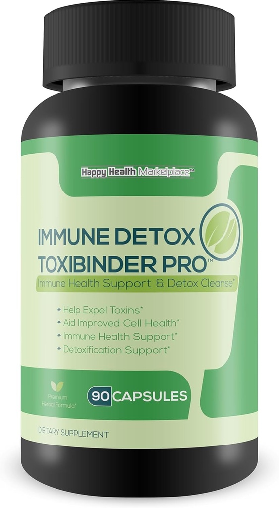 Immune Detox Toxinder Pro - Detox & Immune Suplement - Pomoc Expel Toxíny - Prírodné Detox Čistenie - Psyllium, Vitamín C, Zázvor, Zinok, Púpava Root - Plné telo Detox Immune Boost Podpora