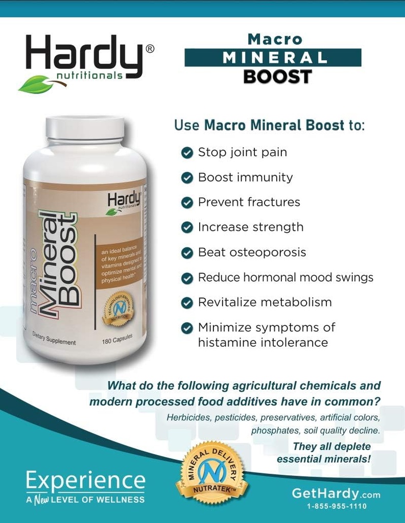 Makro Minerálny boost - vysoko intenzívny vápnik doplnok pre zdravie kostí a zubov s vitamínom C, D, K, vápnik, fosfor, a horčík, Ultra Absorbovateľný