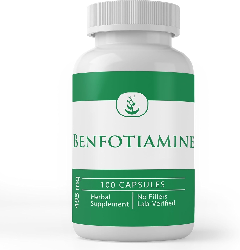 PURE ORIGINAL INGREDIENTS Benfotiamín, (100 Kapsule) Always Pure, No Additives Or Fillers, Lab Overified