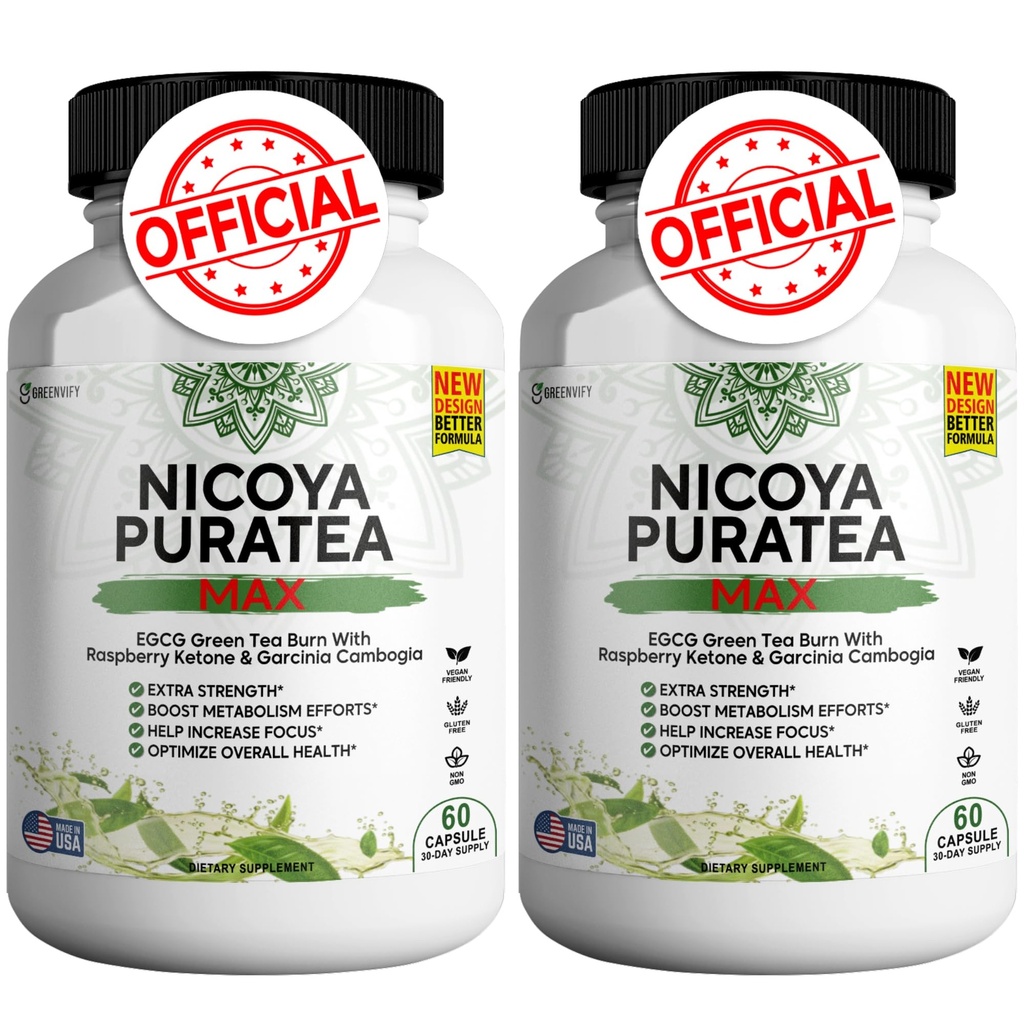 Nicoya PuraTea Max Green Tea Extract & Green Coffee Bean for Metabolic Support, Natural Energy Boost, Antioxidant-Rich Supplement 