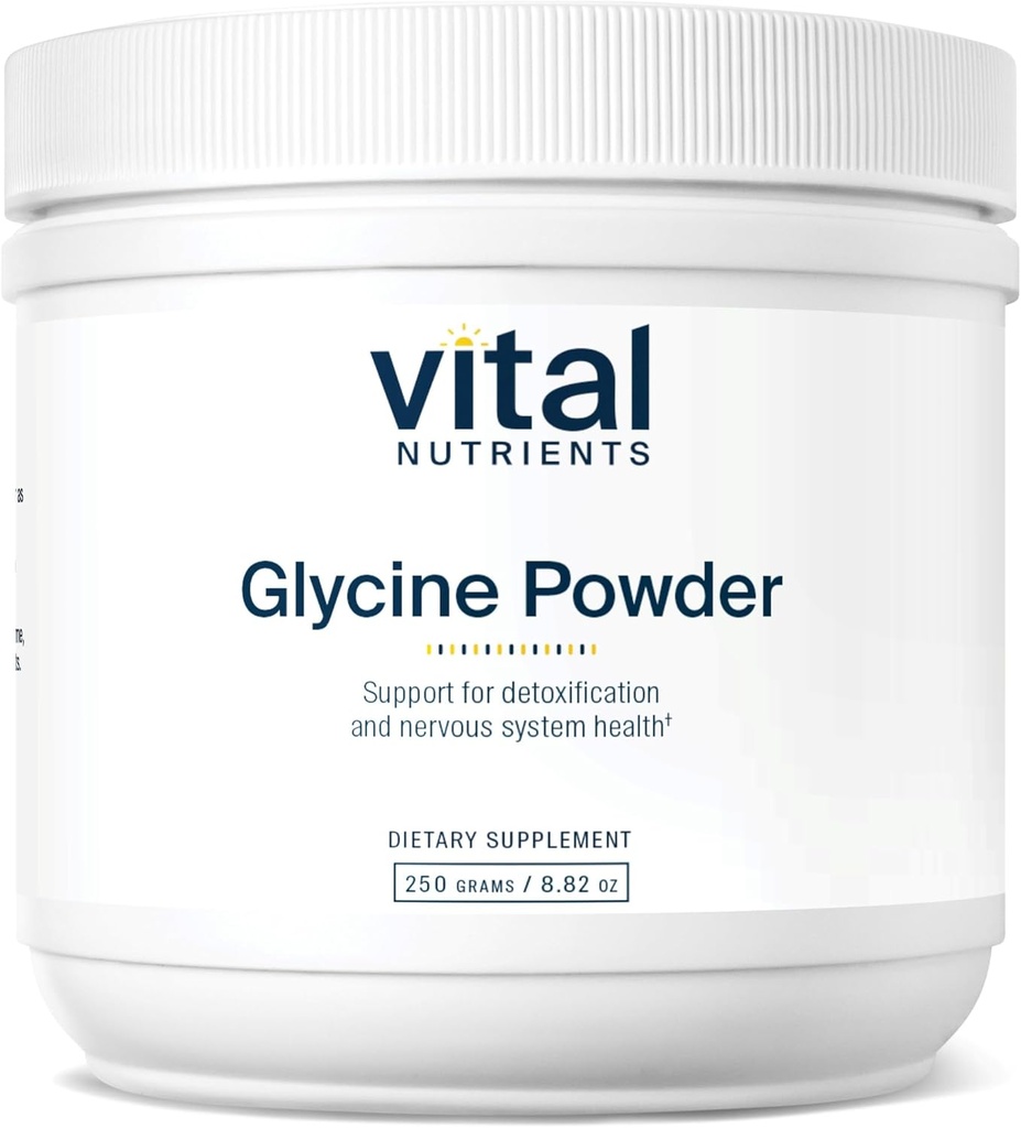 Vital Nutrients Glycine Powder 250g | Amino Acid to Promote Restful Sleep, Stress Relief, Memory, and Cognitive Support* | Vegan Glycine Supplement | Gluten, Dairy, Soy Free | Non-GMO | 625 Servings